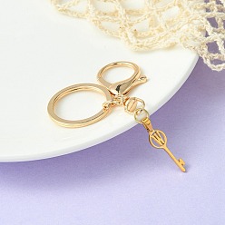Letter W 304 Stainless Steel Initial Letter Key Charm Keychains, with Alloy Clasp, Golden, Letter W, 8.8cm