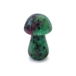 Ruby in Zoisite Natural Ruby in Zoisite Healing Mushroom Figurines, Reiki Energy Stone Display Decorations, 35mm
