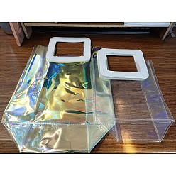 Blanc Sac transparent de laser de PVC, sac à main, avec poignées en cuir pu, pour cadeau ou emballage cadeau, rectangle, blanc, produit fini: 25.5x18x10 cm, 2 pièces / kit