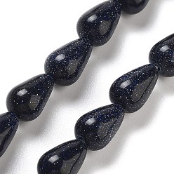 Синий Драгоценный Камень Синтетический синий авантюрин бисер нитей, слеза, 12x8 мм, отверстие : 1.2 мм, около 33~34 шт / нитка, 15.16~16.54'' (38.5~42 см)