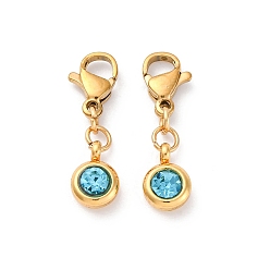 Индиколит 304 из нержавеющей стали горный хрусталь подвески, застежка когтя омара, ионное покрытие (ip), Indicolite, 23 мм