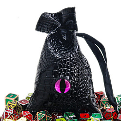 Magenta Dragon Eye Imitation Leather Drawstring Gift Bags, Dice Storage Pouches with Cord, for Daily Supplies Storage, Magenta, 17x15cm
