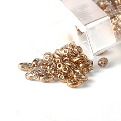 Pérou 10g perles de verre tchèque transparentes, 2-trou, ovale, Pérou, 5x2.5mm