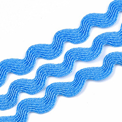 Озёрно--синий Ленты из полипропиленового волокна, форма волны, Плут синий, 7~8 мм, 15 двор / пачка, 6 расслоения / мешок