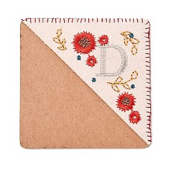 Letter D Embroidery Corner Bookmarks, Personalized Hand Embroidered Bookmark, Flower Felt Triangle Corner Page Marker, for Book Reading Lovers Teachers, Square, Letter.D, 95x95mm