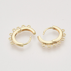 Real 18K Gold Plated Brass Huggie Hoop Earring Findings, Nickel Free, with Horizontal Loop, Real 18K Gold Plated, 18.5x16x2.5mm, Hole: 1mm, Pin: 1mm