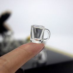 Clear Mini Resin Cup with Handle, for Dollhouse Accessories, Pretending Prop Decorations, Clear, 17x13mm