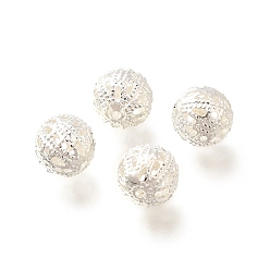 Серебро Латунные бусины, долговечный, без кадмия и без свинца, круглые, серебряные, 8 мм, отверстие : 1.1 мм