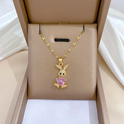 E325 titanium steel chain copper pendant Золотое колье с подвеской в минималистском дизайне - уникальное, крепкий, вневременной.