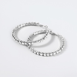 Number 6 Silver Sparkling Alloy Diamond Circle Earrings for Women - Fashionable and Retro Ear Accessories
