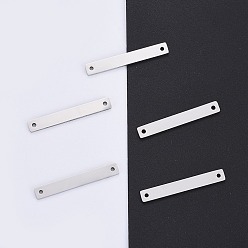 Stainless Steel Color 304 Stainless Steel Links Connectors, Manual Polishing, Stamping Blank Tags, Rectangle, Stainless Steel Color, 35x5x1.8mm, Hole: 1.4mm