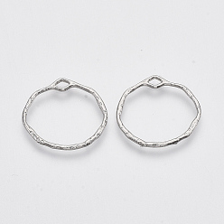 Platinum Alloy Open Back Bezel Pendants, For DIY UV Resin, Epoxy Resin, Pressed Flower Jewelry, Ring, Platinum, 21.5x22.5x1.5mm, Hole: 3x1.5mm