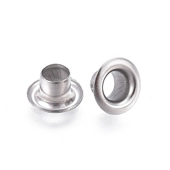 Stainless Steel Color European Style 201 Stainless Steel Eyelet Core, Grommet for Large Hole Beads, Flat Round, Stainless Steel Color, 8x4.5mm, Hole: 4mm