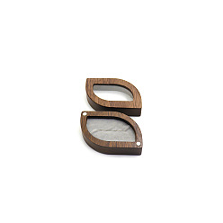 Gris Caja de almacenamiento de anillos de ventana visible de madera, Estuche de regalo magnético con anillo y interior de terciopelo., hoja, gris, 6x4 cm