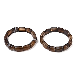 Натуральный Агат Эластичные браслеты из натурального агата для женщин и мужчин, бамбук, окрашенная и подогревом, внутренний диаметр: 2-3/8 дюйм (6.15 см), бусина : 10.5~11x16.5~17.5x6.5~7 mm