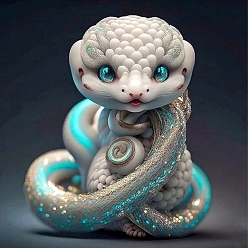 Snake Chinese Zodiac Signs DIY 5D Diamond Painting Kits, including Resin Rhinestones, Diamond Sticky Pen, Tray Plate and Glue Clay, Snake, 300x300mm