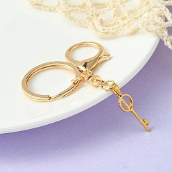 Letter L 304 Stainless Steel Initial Letter Key Charm Keychains, with Alloy Clasp, Golden, Letter L, 8.8cm