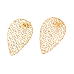 Золотой 304 Выводы серьги из нержавеющей стали шпилька, с петлей, слеза, золотые, 26x17 мм, отверстия: 1 мм, штифты: 0.7 мм