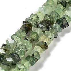 Prehnite Natural Prehnite Beads Strands, Nuggets, Faceted, 6~8x10.5~14x8~9.5mm, Hole: 1.2mm, about 57~61pcs/strand, 15.16''~15.39''(38.5~39.1cm)