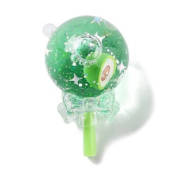 Green Acrylic Pendants, with Plastic, Lollipop, Green, 64x38mm, Hole: 2mm