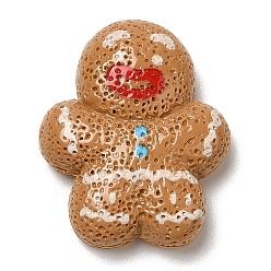 Gingerbread Man Christmas Theme Opaque Resin Cabochons, Cartoon Christmas Cabochons, Gingerbread Man, 26x21x7.5mm
