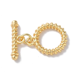 Real 18K Gold Plated Brass Toggle Clasps, Ring & Bar, Real 18K Gold Plated, Ring: 17.5x15x2.5mm, Hole: 1.8mm, Bar: 18x5.5x3mm, Hole: 1.6mm