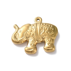 Golden Ion Plating(IP) 304 Stainless Steel Pendant Rhinestone Settings, Elephant, Golden, Fit for 0.7mm Rhinestone, 22x26x4.5mm, Hole: 1mm