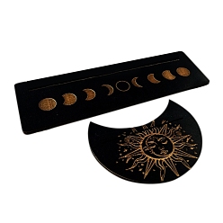 Sun Wooden Tarot Card Display Stands, Tarot Holder for Divination, Tarot Decor Tools, Moon with Rectangle, Sun, 250x75mm & 125x104mm