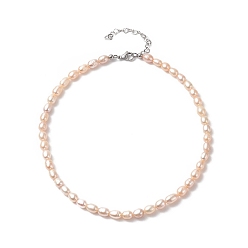 Marron Clair Collier de perles naturelles pour femmes, bisque, 15.04 pouce (38.2 cm)