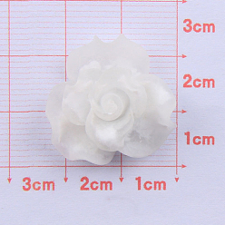 White Opaque Resin Cabochons, Frosted, Flower, White, 24mm