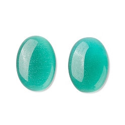 Turquoise Cat Eye Cabochons, Oval, Turquoise, 18x13x2.5~3.5mm