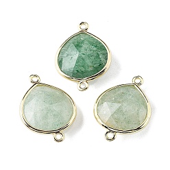 Клубничный Кварц Подвески из латуни, с натуральным зеленым клубничным кварцем, стойки покрытие, слеза, 24.5x18x7 мм, отверстие : 1.6 мм