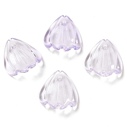 Lilac Spray Painted Transparent Glass Pendants, Petaline Charms, Lilac, 16x15x3.5mm, Hole: 1.2mm