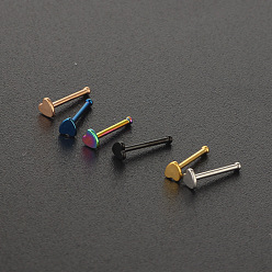 Rainbow Color 304 Кольца для носа в форме сердца из нержавеющей стали, Радуга цветов, 7 мм, штифты : 0.8 мм, Руководитель: 2 mm