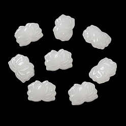 White Handmade Lampwork Beads, Flower, White, 10.5x14.5x6.5mm, Hole: 1.5mm