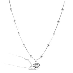 Silver 925 Sterling Silver Pendant Necklaces, Heart, Silver, 15.63 inch(39.7cm)