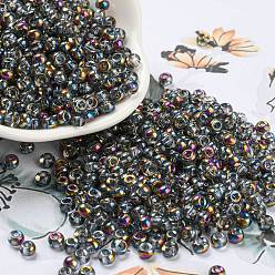 Colorful Iris Glass Seed Beads, Half Plated, Two Tone, Round, Colorful, 6/0, 4x3mm, Hole: 1.4mm