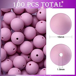 Plum 100Pcs Silicone Beads Round Rubber Bead 15MM Loose Spacer Beads for DIY Supplies Jewelry Keychain Making, Plum, 15mm