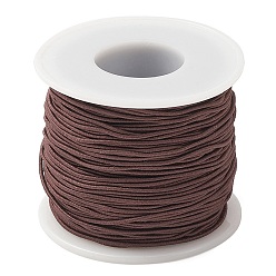Coffee Round Polyester Elastic Cord, Adjustable Elastic Cord, with Spool, Coffee, 1mm, about 49.21 Yards(45m)/Roll