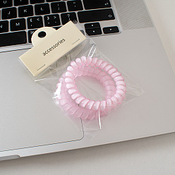 1# Pink Series - Pack of 2 Jelly-colored telephone wire hair tie for summer, matte texture, traceless elastic band.