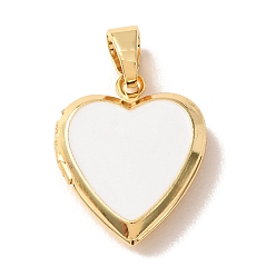 Белый Латунь эмаль Locket подвески, сердце прелести, золотые, белые, 21x17x4.5 мм, отверстие : 5.5~6x4 мм, Внутренние размеры: 10x9 mm