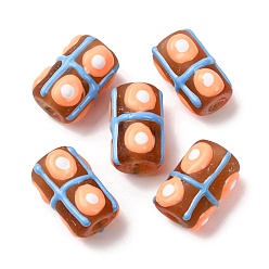 Оранжевый Эмалевые бусины ручной работы в технике лэмпворк, бусины ручной работы, ухабистая колонна, оранжевые, 18.5~19.5x13~15.5 мм, отверстие : 2 мм