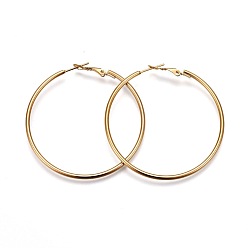 Golden 201 Stainless Steel Hoop Earrings, Hypoallergenic Earrings, Ring Shape, Golden, 12 Gauge, 51x49x2mm, Pin: 1mm