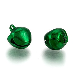 Green Aluminum Bell Charms, Green, 14x11.5x10mm, Hole: 2mm