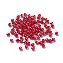 Red Imitation Pearl Acrylic Beads, Dyed, Round, Red, 12x11.5mm, Hole: 2.7mm, about 480~530pcs/pound