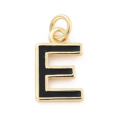 Letter E Стойки обшивки латунные подвески, с эмалью и кольцом для прыжков, без кадмия и без свинца, долговечный, реальный 18 k позолоченный, буквы, Письмо E, 111.5x7x1 мм, отверстие : 2.5 мм