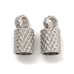 Нержавеющая Сталь Цвет Устойчивы к потускнению 304 наконечники шнура из нержавеющей стали, колонка, цвет нержавеющей стали, 8x4 мм, отверстие : 1.8 мм, внутренний диаметр: 3 мм