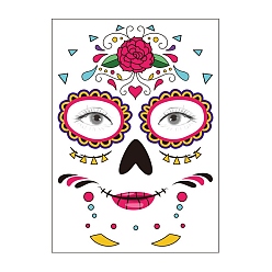 Crimson Halloween Theme Removable Temporary Water Proof Face Tattoos Paper Stickers, Human Head, Crimson, 21x15cm