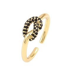 Черный Латунные микро проложить пальцев кольца кубического циркония, узел, стойки покрытие, долговечный, без кадмия и без свинца, реальный 18 k позолоченный, чёрные, внутренний диаметр: 18 мм