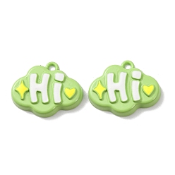 Зеленый лайм Подвески из эмалевого сплава с распыляемой краской, облако со словом привет, зеленый лайм, 17.5x21.5x4 мм, отверстие : 1.8 мм